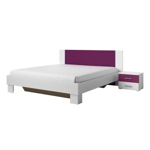 Lit adulte 180x200 collection IRINA. Coloris gris blanc et lilas