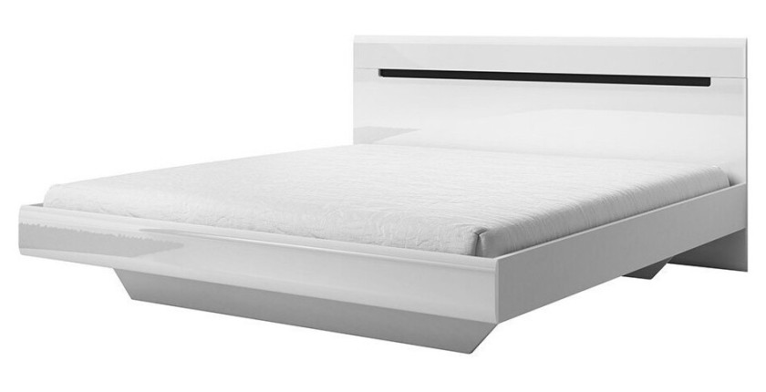Lit adulte design 180x200 collection LUCIA. Coloris blanc brillant