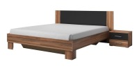 Lit adulte 180x200 collection IRINA. Coloris red wallnut et noir