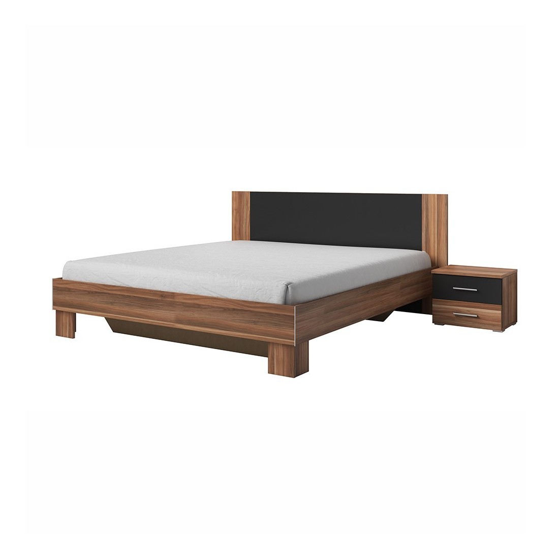 Lit adulte 180x200 collection IRINA. Coloris red wallnut et noir