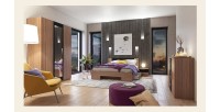 Lit adulte 180x200 collection IRINA. Coloris red wallnut et noir