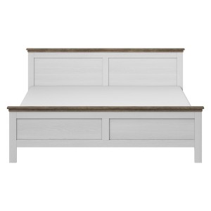 Lit adulte 160x200 collection ASSIA. Coloris blanc et  finitions aspect chêne