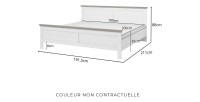 Lit adulte 180x200 collection ASSIA. Coloris vert kaki et finitions aspect chêne