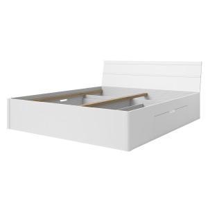 Lit adulte 160x200 avec tiroirs intégrés - Collection EOS. Coloris blanc mat