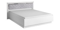Lit adulte 160x200 collection DOHA. Coloris blanc et argent