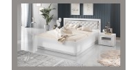 Lit adulte 160x200 collection DOHA. Coloris blanc et argent