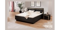 Lit adulte 160x200 collection DOHA. Coloris noir mat et dorées