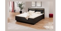 Lit adulte 160x200 collection DOHA. Coloris noir mat et dorées