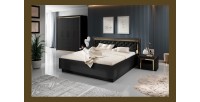 Lit adulte 160x200 collection DOHA. Coloris noir mat et dorées