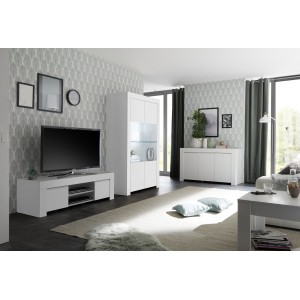 Buffet 3 portes, collection ZEFIR, coloris blanc mat, idéal pour votre salon ou salle à manger