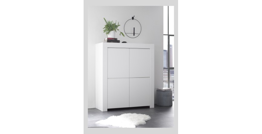 Buffet 4 portes, collection ZEFIR, coloris blanc mat, idéal pour votre salon ou salle à manger