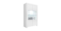 Buffet 2 portes vitrées, collection ZEFIR, coloris blanc mat, parfait pour votre salle à manger