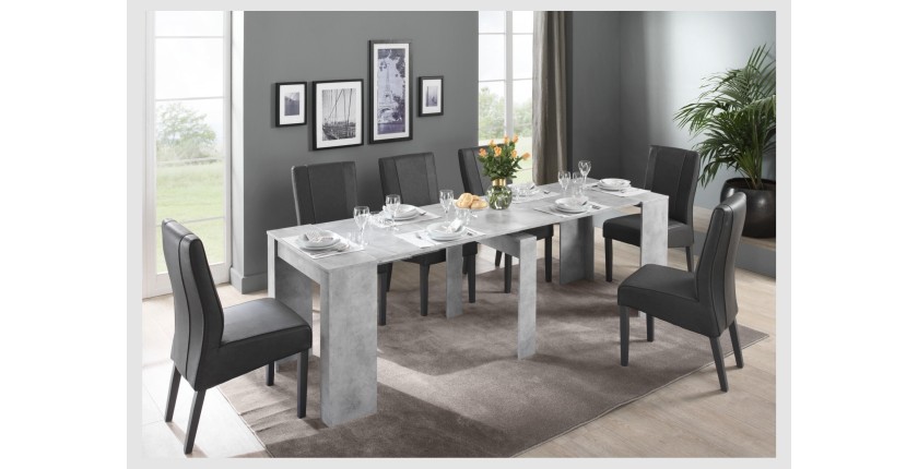 Console extensible, Collection NOSOL, couleur gris effet béton, dimensions 54x78cm
