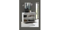 Buffet 1 tiroir et 1 porte abattante, collection SULTANO, coloris blanc effet béton, idéal pour votre salon
