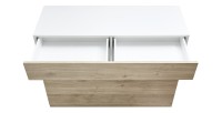 Buffet 1 tiroir et 1 porte abattante, collection SULTANO, coloris blanc et chêne clair, idéal pour votre salon