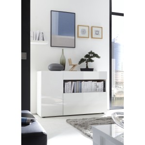 Buffet 1 tiroir et 2 portes, collection KALO, coloris blanc, idéal dans votre salon