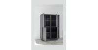 Argentier 4 portes, collection COLOMARMO, coloris noir effet marbre, idéal dans votre salon ou salle à manger