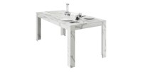 Table extensible COLOMARMO, coloris blanc effet marbre - Idéal pour une salle à manger design et tendance