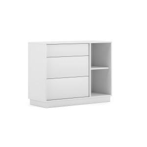 Commode design EVO, 100cm, 1 tiroir et 2 portes, coloris blanc mat