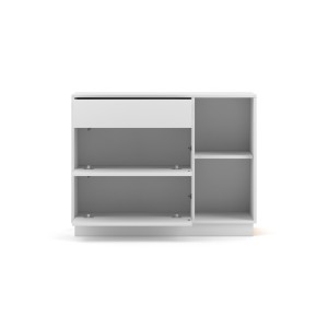 Commode design EVO, 100cm, 1 tiroir et 2 portes, coloris blanc mat