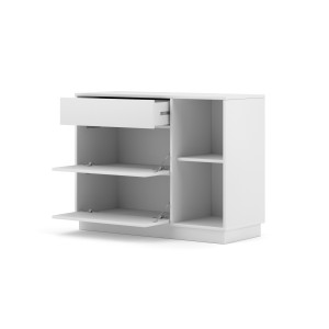 Commode design EVO, 100cm, 1 tiroir et 2 portes, coloris blanc mat