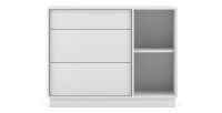 Commode design EVO, 100cm, 1 tiroir et 2 portes, coloris blanc mat