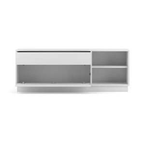 Meuble TV EVO 136cm, 1 porte, 3 niches et 1 tiroir, coloris blanc mat