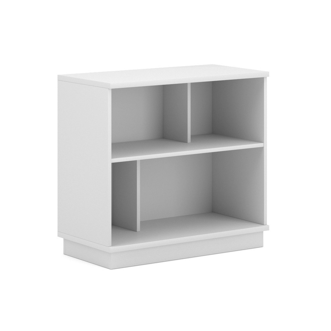 Bibliothèque 80cm design SOB, 4 niches, blanc mat, idéal dans un salon modern