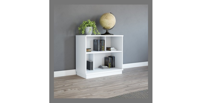 Bibliothèque 80cm design SOB, 4 niches, blanc mat, idéal dans un salon modern