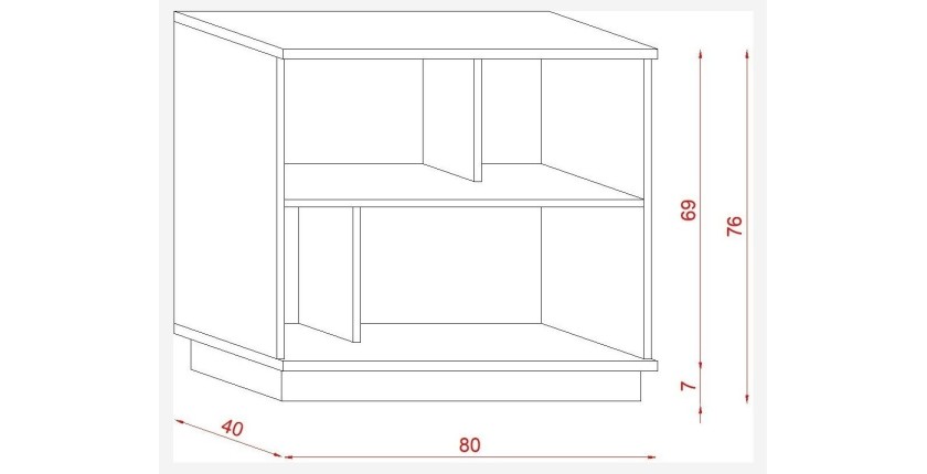 Bibliothèque 80cm design SOB, 4 niches, blanc mat, idéal dans un salon modern