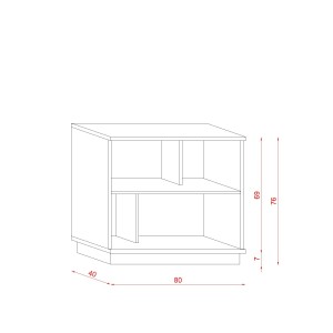 Bibliothèque 80cm design SOB, 4 niches, blanc mat, idéal dans un salon modern