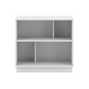 Bibliothèque 80cm design SOB, 4 niches, blanc mat, idéal dans un salon modern