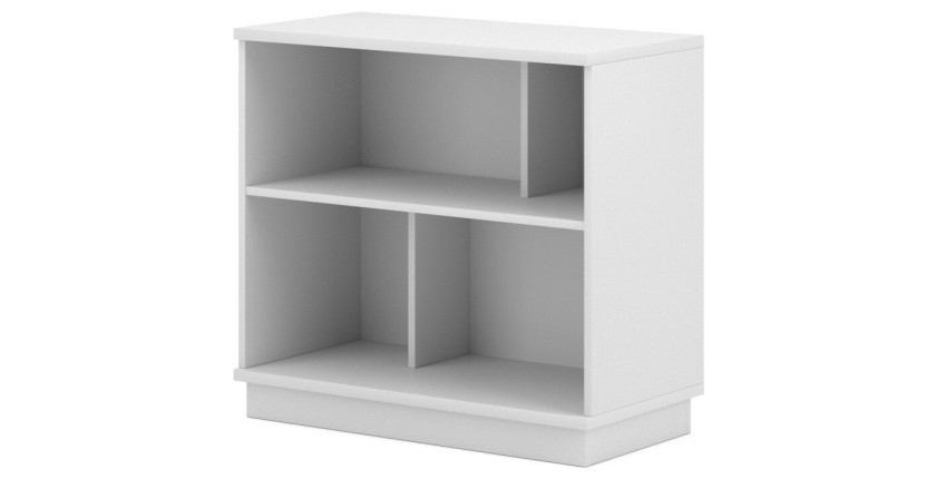 Bibliothèque 80cm design SOB, 4 niches, blanc mat, idéal dans un salon modern