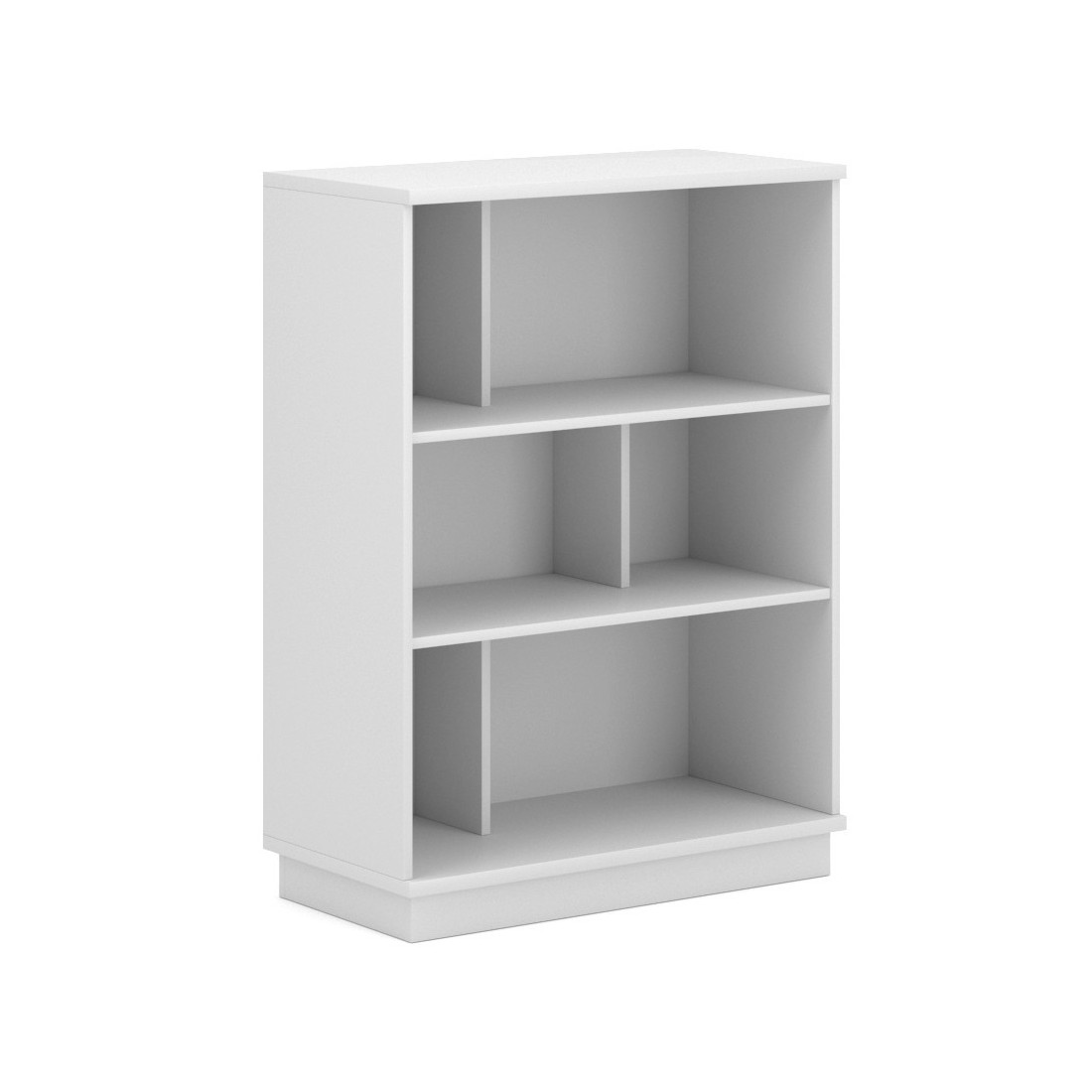Bibliothèque 80cm design SOB, 6 niches, blanc mat, idéal dans un salon moderne