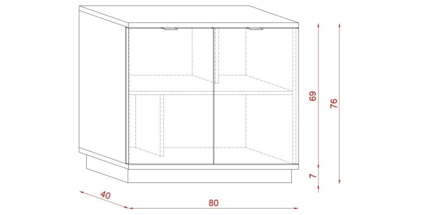 Commode design SOB, 80cm, 2 porte, coloris blanc