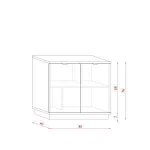Commode design SOB, 80cm, 2 porte, coloris blanc