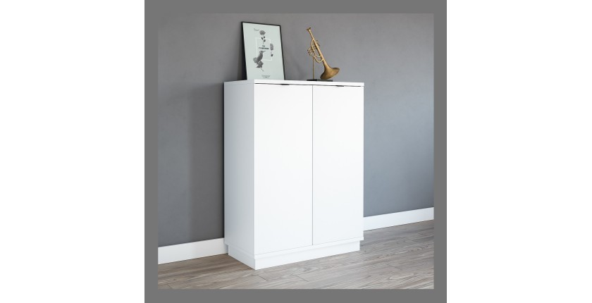 Commode design SOB, 110cm, 2 portes, coloris blanc