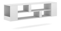 Meuble TV suspendu collection CLARA coloris blanc 155cm avec 6 niches