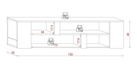 Meuble TV suspendu collection CLARA coloris blanc 155cm avec 6 niches