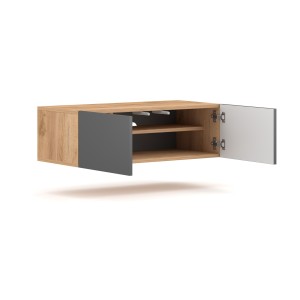 Meuble de rangement suspendu BRACA chêne et gris anthracite