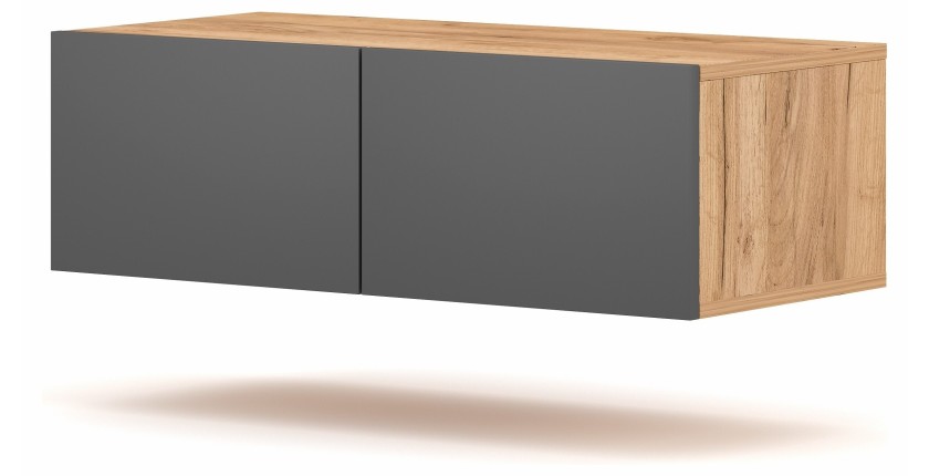 Meuble de rangement suspendu BRACA chêne et gris anthracite