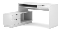 Bureau d'angle coloris blanc mat collection SOB avec 3 tiroirs et 3 niches