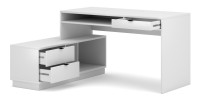 Bureau d'angle coloris blanc mat collection SOB avec 3 tiroirs et 3 niches