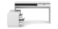 Bureau d'angle coloris blanc mat collection SOB avec 3 tiroirs et 3 niches
