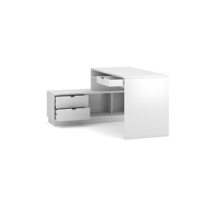 Bureau d'angle coloris blanc mat collection SOB avec 3 tiroirs et 3 niches