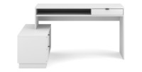 Bureau d'angle coloris blanc mat collection SOB avec 3 tiroirs et 3 niches