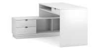 Bureau d'angle coloris blanc mat collection SOB avec 3 tiroirs et 3 niches