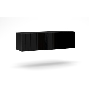 Meuble de rangement suspendu NEVER noir brillant avec porte abattante