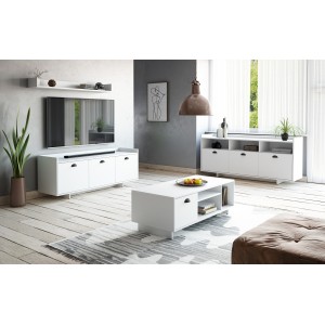 Buffet type design collection VICTORIA 3 portes, coloris blanc mat