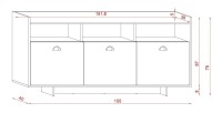 Buffet type design collection VICTORIA 3 portes, coloris blanc mat